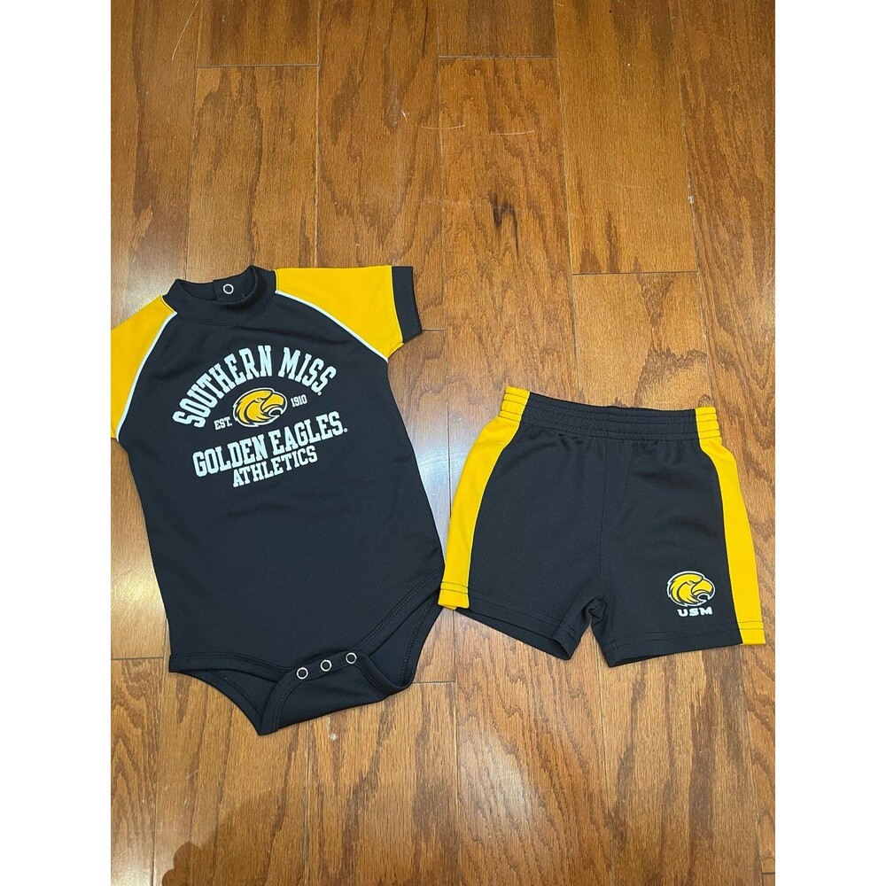 Southern Miss Golden Eagles Athletic Baby Onesie and Shorts Set 6-9 months